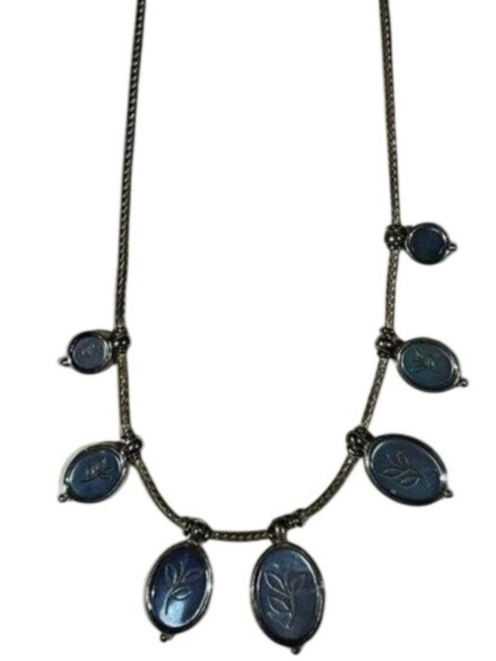 Crazy Horse by Liz Claiborne Silver Tone Leaf Etched Necklace Stunning Vintage C